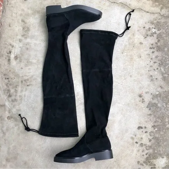 Stuart Weitzman Mara OTK Over the Knee Suede Boots Platform Thigh High Black 8 - Picture 6 of 12